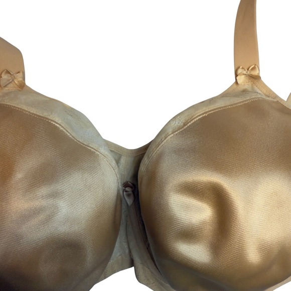 Goddess Yvette Bra GD6750SAD Full Figure Full Coverage Satin Jacquard 38J Beige - Picture 5 of 11